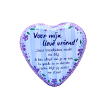 Blikje met tekst Hart, Voor mijn lieve vriend