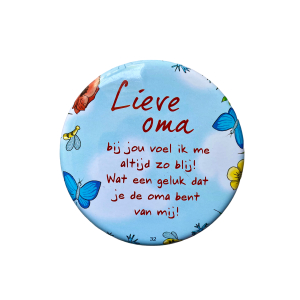 Blikje met tekst rond Blauw, Lieve Oma Blikje met tekst rond Blauw, Lieve Oma