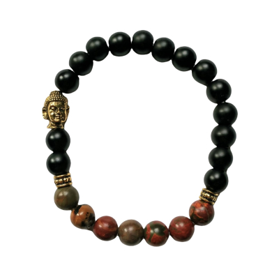 Armband Boeddha met Tektiet en Unakiet stenen