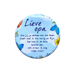 Blikje met tekst rond Blauw, Lieve Opa