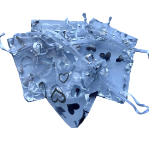 Organza zakje 10x12cm Hartjes Wit