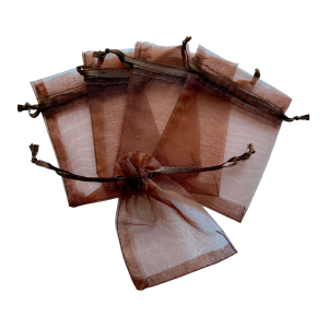 Organza zakje 7x9cm Bruin