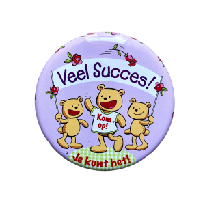 Blikje met tekst beertjes, Veel succes Blikje met tekst beertjes, Veel succes