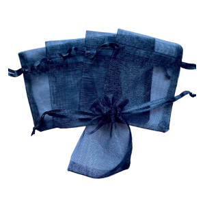 Organza zakje 7x9cm Zwart Glimmend