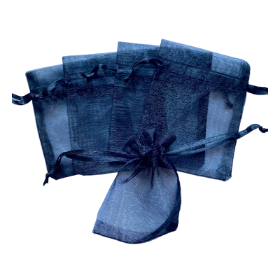 Organza zakje 7x9cm Zwart Glimmend