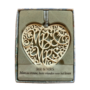 H&&H Inspirerende woorden hanger, Mr & Mrs, Hart H&&H Inspirerende woorden hanger, Mr & Mrs, Hart