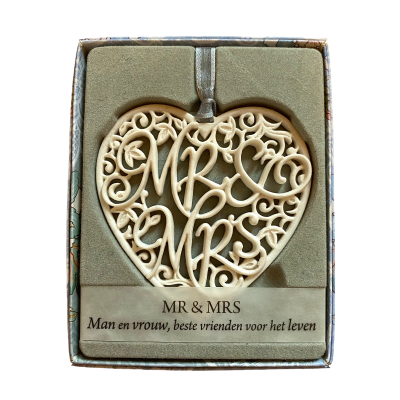H&&H Inspirerende woorden hanger, Mr & Mrs, Hart