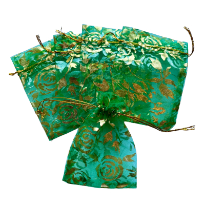 Organza zakje 7x9cm Rozen Groen