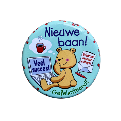 Blikje met tekst beertjes, Nieuwe baan