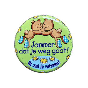 Blikje met tekst beertjes, Jammer dat je weg gaat Blikje met tekst beertjes, Jammer dat je weg gaat