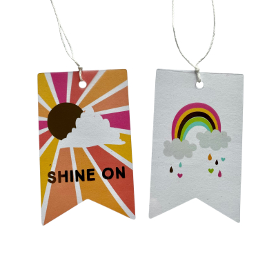 Transparante kaartjes, labels "Shine on" 12 stuks