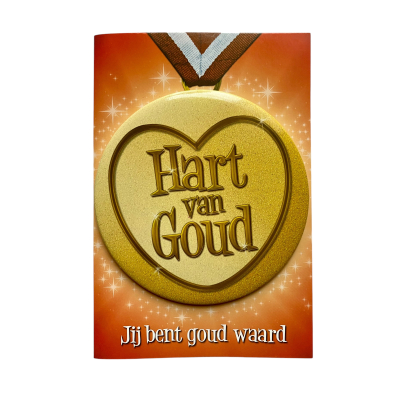 Wenskaart met Button Hart van Goud