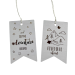 Transparante kaartjes, labels "Adventure" 12 stuks