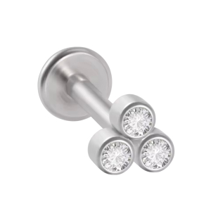 Labret Piercing Zilverkleurig 3 steentjes 6x1.2 Labret Piercing Zilverkleurig 3 steentjes 6x1.2