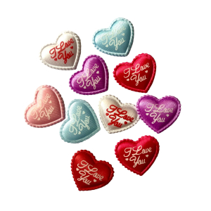 Hartjes Kussentjes I love you gekleurd 10 stuks