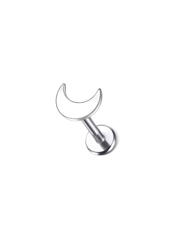 Labret Piercing Maan Zilverkleurig 8x1.2