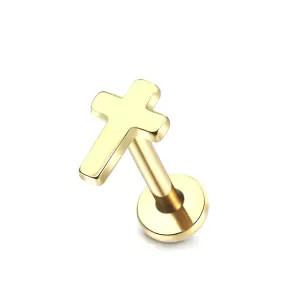 Labret Piercing Kruis Goudkleurig 8x1.2 Labret Piercing Kruis Goudkleurig 8x1.2