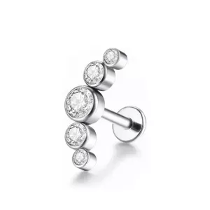 Labret Piercing Zilverkleurig met steentjes 8x1.2