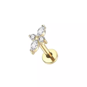 Labret Piercing Goudkleurig met steentjes 6x1.2 Labret Piercing Goudkleurig met steentjes 6x1.2
