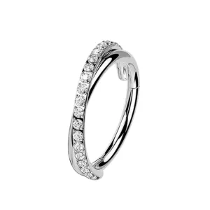 Conch Piercing Ring Zilverkleurig met steentjes 12x1.2mm Conch Piercing Ring Zilverkleurig met steentjes 12x1.2mm