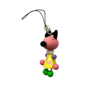 Sleutelhanger houten muisje Geel