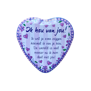 Blikje met Tekst Hart Ik hou van jou