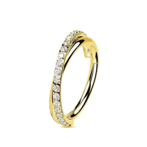 Conch Piercing Ring Goudkleurig met steentjes 12x1.2mm Conch Piercing Ring Goudkleurig met steentjes 12x1.2mm