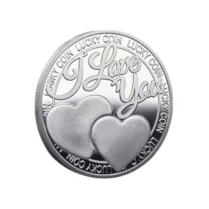 Geluksmunt, Lucky Coin, I love you, Zilverkleurig