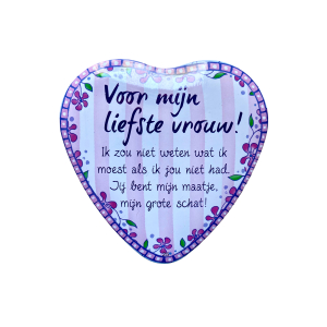 Blikje met Tekst Hart Voor mijn liefste vrouw