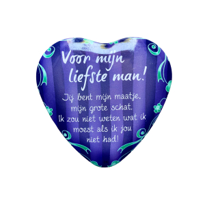 Blikje met tekst Hart, Voor mijn liefste man