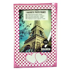 5 Magnetische Foto kaders Hartjes met Marker