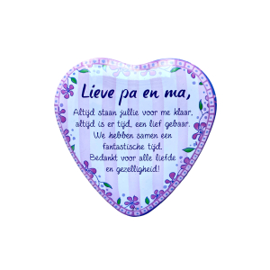 Blikje met tekst Hart, Lieve Pa en Ma