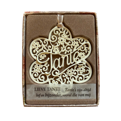 H&&H Inspirerende woorden hanger, Lieve Tante, Bloem